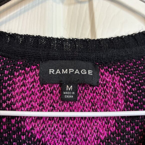 Rampage Medium Sweater Black Knit with Hot Pink Heart Print Y2K Emo Indiecore - Picture 3 of 5